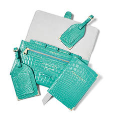 Travel Collection with Removable Inserts in Chalkhill Blue Patent Croc