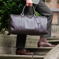 Boston Bag in Dark Brown Pebble Calf