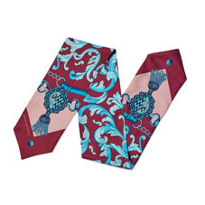 Signature Shield Silk Neck Bow Scarf in Bordeaux