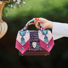 Signature Shield Silk Neck Bow Scarf in Bordeaux