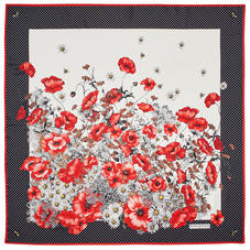 Polka Dot Poppy Silk Scarf in Red & Black Pure Silk