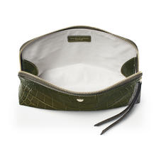 Large Essential Cosmetic Case in Khaki Double Croc