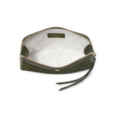 Small Essential Cosmetic Case in Khaki Double Croc