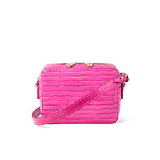 Camera Bag in Deep Shine Penelope Pink Small Croc