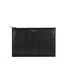 Large Essential Flat Pouch in Black Lizard