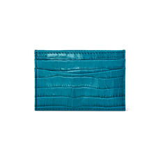 Slim Credit Card Case in Deep Shine Topaz Small Croc