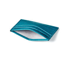 Slim Credit Card Case in Deep Shine Topaz Small Croc