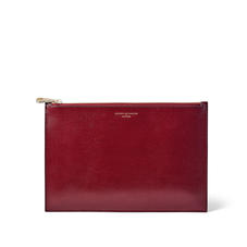 Large Essential Flat Pouch in Bordeaux Silk Lizard