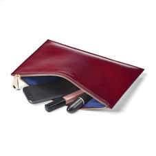 Large Essential Flat Pouch in Bordeaux Silk Lizard