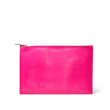 Large Essential Flat Pouch in Penelope Pink Silk Lizard