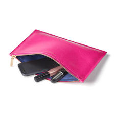 Large Essential Flat Pouch in Penelope Pink Silk Lizard