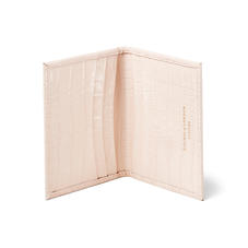 Double Fold Credit Card Case in Deep Shine Shell Pink Small Croc