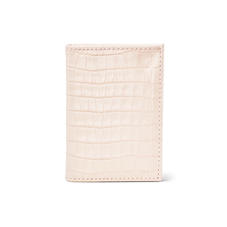 Double Fold Credit Card Case in Deep Shine Shell Pink Small Croc