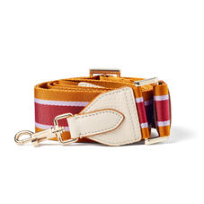 Webbing Bag Strap in Ivory Pebble with Lavender, Tan & Cherry Stripes