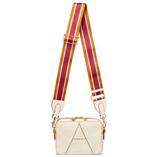 Webbing Bag Strap in Ivory Pebble with Lavender, Tan & Cherry Stripes