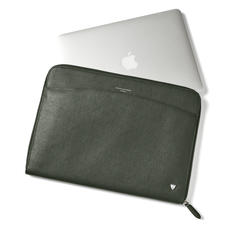 City Laptop Folio in Dark Green Saffiano