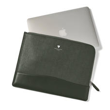 City Large Tech Folio in Dark Green Saffiano