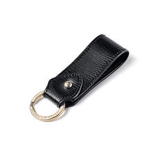Leather Loop Keyring in Black Lizard