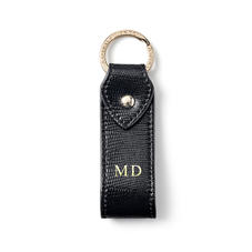 Leather Loop Keyring in Black Lizard