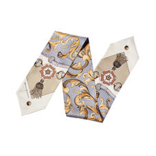 Signature Shield Neck Bow Scarf in Neutral Silk Twill