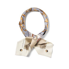 Signature Shield Neck Bow Scarf in Neutral Silk Twill