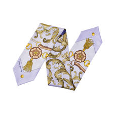 Signature Shield Neck Bow Scarf in English Lavender Silk Twill