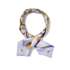 Signature Shield Neck Bow Scarf in English Lavender Silk Twill