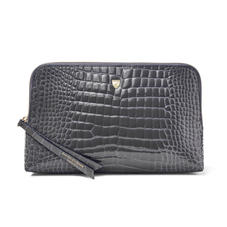 Large Essential Cosmetic Case in Storm Patent Croc