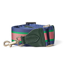 Webbing Bag Strap in Evergreen Pebble with Navy, Green & Pink Stripes