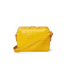 Camera Bag in Deep Shine Bright Mustard Small Croc