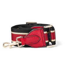 Webbing Bag Strap in Cherry Pebble with Black, Red & White Stripes