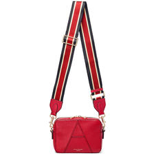 Webbing Bag Strap in Cherry Pebble with Black, Red & White Stripes