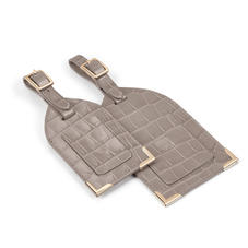 Set of 2 Luggage Tags in Deep Shine Warm Grey Small Croc