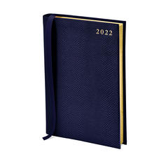 A5 Day to Page Leather Diary in Midnight Blue Lizard
