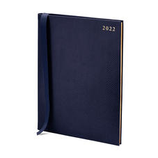 Quarto A4 Week to View Leather Diary in Midnight Blue Lizard