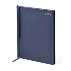 Quarto A4 Week to View Leather Diary in Navy Pebble