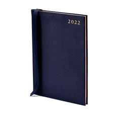A5 Week to View Leather Diary in Midnight Blue Lizard