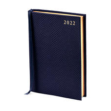 A6 Day to Page Leather Diary in Midnight Blue Lizard
