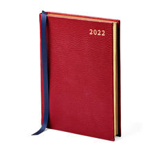 A6 Day to Page Leather Diary in Cherry Pebble