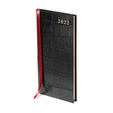 Slim Pocket Leather Diary in Deep Shine Black Croc