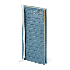 Slim Pocket Leather Diary in Deep Shine Cornflower Small Croc