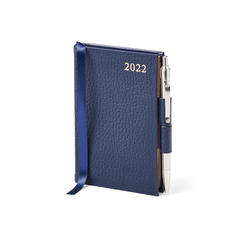 Mini Pocket Diary with Pen in Navy Pebble