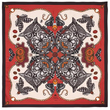 Emily Carter Silk Scarf - Owl & Pocket Watch