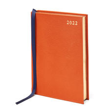 A5 Day to Page Leather Diary in Marmalade Pebble