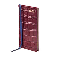 Slim Pocket Leather Diary in Deep Shine Bordeaux Croc