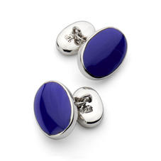 Oval Sterling Silver & Blue Lapis Cufflinks