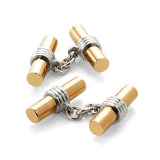 Double Barrel Cufflinks in 18ct Gold Vermeil with Sterling Silver Centre