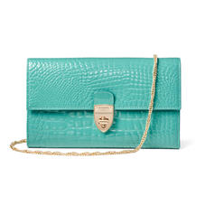 Mayfair Clutch in Chalkhill Patent Croc