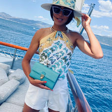Mayfair Clutch in Chalkhill Patent Croc