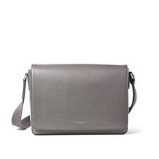 Reporter Messenger Bag in Grey Saffiano
